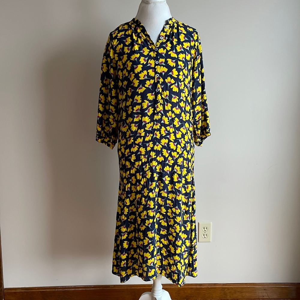 Zara Casual Oversized Maxi Dress, Medium, Floral: blue, yellow, green & Burgundy